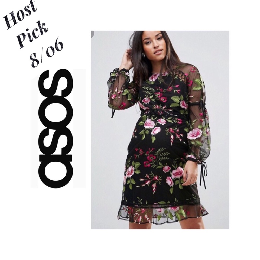 ASOS Maternity Rose Embroidered Shift Dress